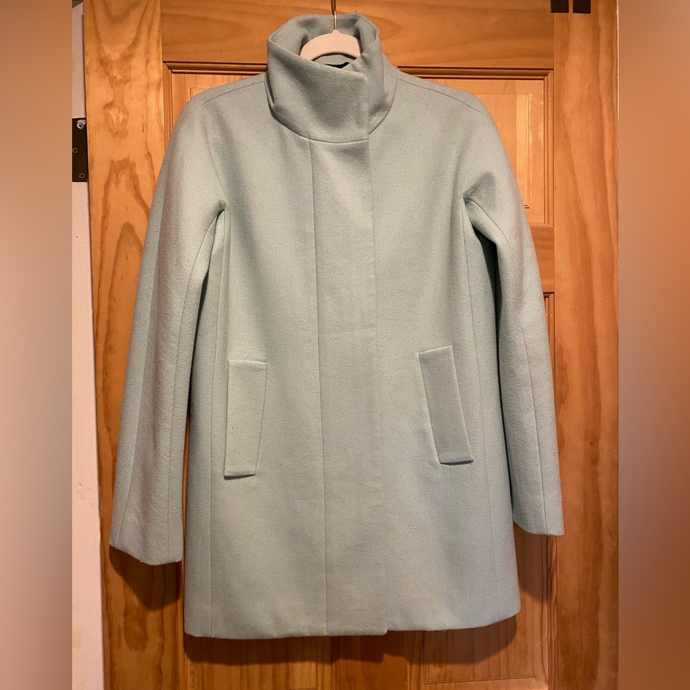 J. Crew Women's Pea Coat in Mint / sea foam green / light aqua blue